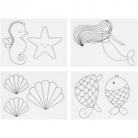 Krympeplast med motiver, havfrue, ark 10,5x14,5 cm, tykkelse 0,3 mm, mat transparent, 4 ark/ 1 pk.