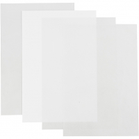 Krympeplast, 20x30 cm, tykkelse 0,3 mm, blank transparent, mat transparent, mat hvid, 4ark/ 1 pk.