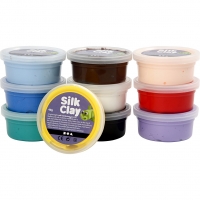 Silk Clay®, Basic 1, ass. farver, 10x40g/ 1 pk.