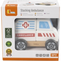 VIGA Stabel Ambulance i træ, Ambulance, str. 13x10x8 cm, 1stk./ 1 stk.