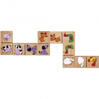 VIGA domino til børn 28 brikker, Bondegårdsdyr, str. 3,5x7x0,7 cm, 28 brikker, 1 stk.