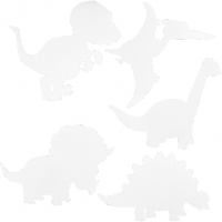 Dinosaurer, H: 15-22 cm, B: 24-25 cm, 230 g, hvid, 16stk./ 1 pk.