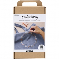 DIY Kit Broderi, Mulepose, dueblå, 1pk./ 1 pk.