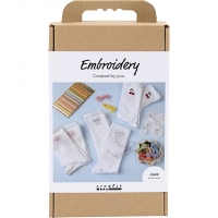 DIY Kit Broderi, strømper, hvid, 1 pk.
