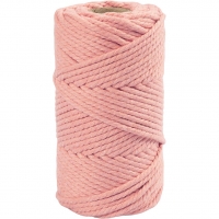 Macramé reb, L: 55 m, diam. 4 mm, rosa, 330g/ 1 rl.