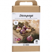 DIY Kit Decoupage, Tørrede blomster, julerød, 1pk./ 1 pk.