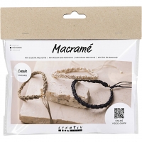 Mini DIY Kit Macramé, Armbånd, sort, olivenbrun, sand, 1pk./ 1 pk.