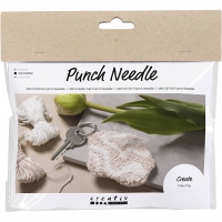 Mini DIY Kit Punch Needle , Nøglevedhæng, beige, 1pk./ 1 pk.