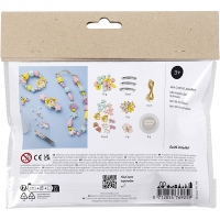 Mini DIY Kit Smykker, Halskæde, armbånd, hårpynt, lys blå, lys rød, gul, 1 pk.