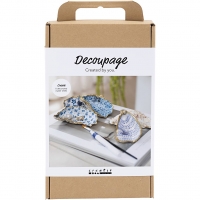 DIY Kit Decoupage, Østersskaller, blå, 1pk./ 1 pk.