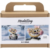 Mini DIY Kit Modellering, Robotpige, grå, pink, 1pk./ 1 pk.