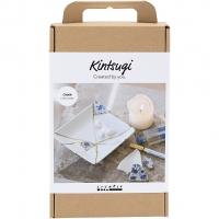 DIY Kit Kintsugi, Fad, blå, guld, hvid, 1pk./ 1 pk.