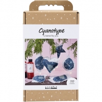 DIY Kit Cyanotypi, Julepynt, blå, sølv, 1 pk.