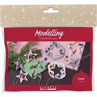 Mini DIY Kit Modellering, Stjerner, sølv, hvid, 1 pk.