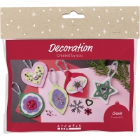 Mini DIY Kit Dekoration, Julepynt i filt, ass. farver, 1 pk.