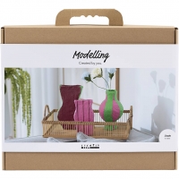 Maxi DIY Kit Modellering, Papmaché pulp vaser, ass. farver, 1 pk.