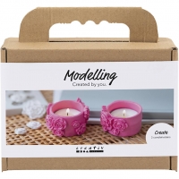Mini DIY Kit Modellering, Fyrfadsstager, pink, 1 pk.