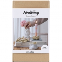 DIY Kit Modellering, Vaser og lysestager, beige, elfenben, råhvid, 1 pk.