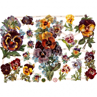 Glansbilleder, blomster, ark 16,5x23,5 cm, 3 ark/ 1 pk.