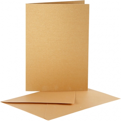 Perlemorskort og kuvert, kort str. 10,5x15 cm, kuvert str. 11,5x16,5 cm, guld, 10sæt/ 1 pk.