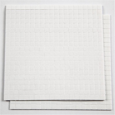 3D klæbepuder, str. 5x5 mm, tykkelse 1 mm, hvid, 2x400 stk., 2ark/ 1 pk.