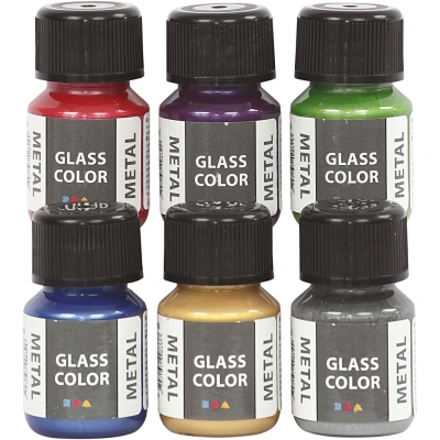 Glass Color Metal, ass. farver, 6x30ml/ 1 pk.