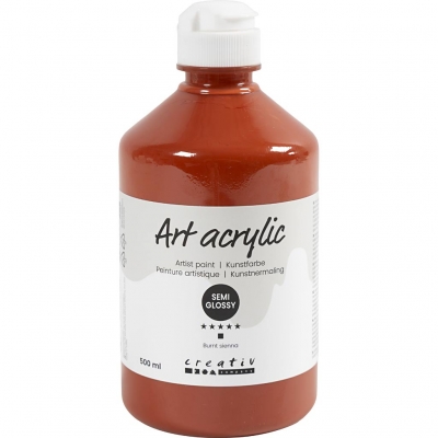 Art Akrylmaling, halvblank, halvtransparent, burnt sienna, 500ml/ 1 fl.