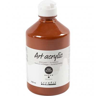 Art Akrylmaling, halvblank, dækkende, raw sienna, 500ml/ 1 fl.