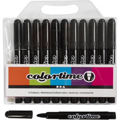 Colortime Tusch, streg 5 mm, sort, 12 stk./ 1 pk.