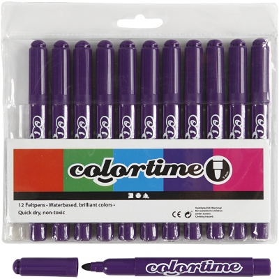 Colortime Tusch, streg 5 mm, lilla, 12stk./ 1 pk.