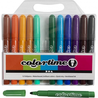 Colortime Tusch, streg 5 mm, suppleringsfarver, 12 stk./ 1 pk.