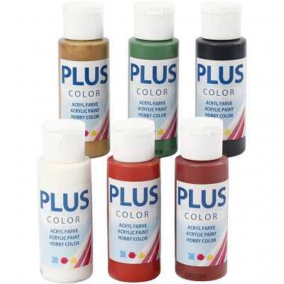 Plus Color Hobbymaling, julefarver, 6x60ml/ 1 pk.