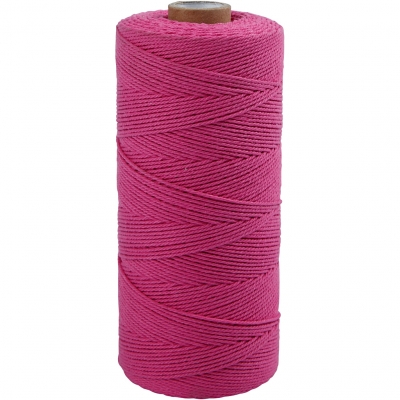 Knyttegarn, L: 315 m, tykkelse 1 mm, Tynd kvalitet 12/12, pink, 220g/ 1 ngl.