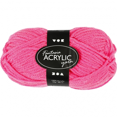 Fantasia Polyacrylgarn, L: 80 M, neon pink, 50g/ 1 ngl.