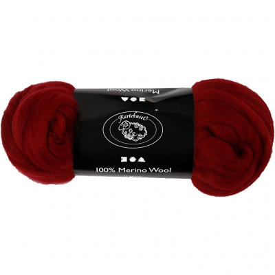 Merinould, tykkelse 21 my, mørk rød, 100 g/ 1 pk.
