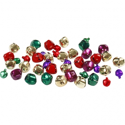 Bjælder, diam. 10+14 mm, metallicfarver, 24ass./ 1 pk.