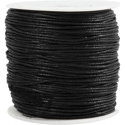 Bomuldssnor, tykkelse 1 mm, sort, 100 m/ 1 pk.