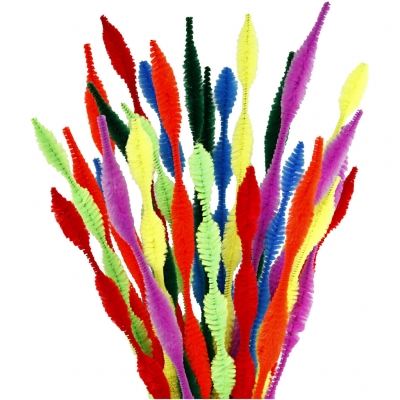 Chenille, figurklippede, L: 30 cm, tykkelse 5-12 mm, ass. farver, 28ass./ 1 pk.