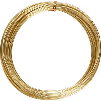 Bonzaitråd, rund, tykkelse 2 mm, guld, 10m/ 1 rl.
