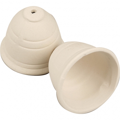 Klokke, H: 5,7 cm, diam. 6 cm, hvid, 6 stk./ 1 pk.