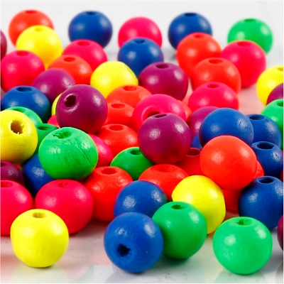 Neonperler, diam. 8 mm, hulstr. 2,5 mm, neonmix, 12g/ 1 pk.