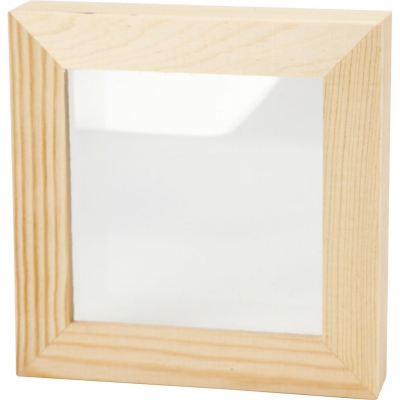 3D ramme med glas, D: 2,5 cm, str. 12,3x12,3 cm, 1stk./ 1 stk.