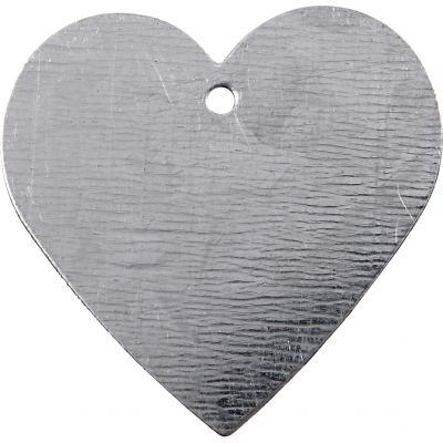 Metalhjerte, str. 30x30 mm, hulstr. 2 mm, tykkelse 1 mm, 15 stk./ 1 pk.