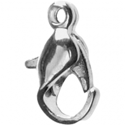 Karabinhage, L: 10 mm, forsølvet, 10 stk./ 1 pk.