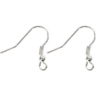 Ørekroge, L: 18 mm, sølv, 10 stk./ 1 pk.