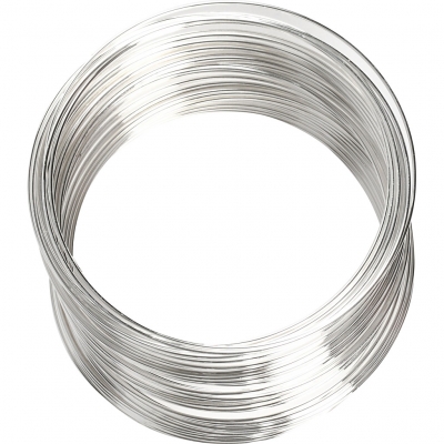 Memory wire, diam. 6 cm, tykkelse 0,8 mm, forsølvet, 1stk./ 1 stk.