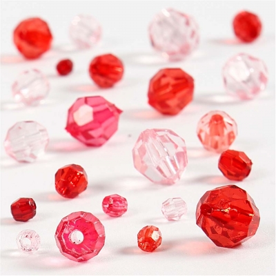 Facetperlemix, str. 4-12 mm, hulstr. 1-2,5 mm, rød harmoni, 45g/ 1 pk.