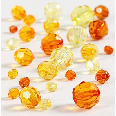 Facetperlemix, str. 4-12 mm, hulstr. 1-2,5 mm, gul, 45g/ 1 pk.