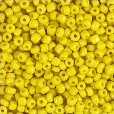 Rocaiperler, diam. 3 mm, str. 8/0, hulstr. 0,6-1,0 mm, gul, 25g/ 1 pk.