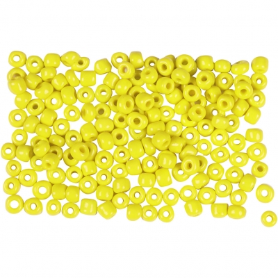 Rocaiperler, diam. 3 mm, str. 8/0, hulstr. 0,6-1,0 mm, gul, 500g/ 1 pk.